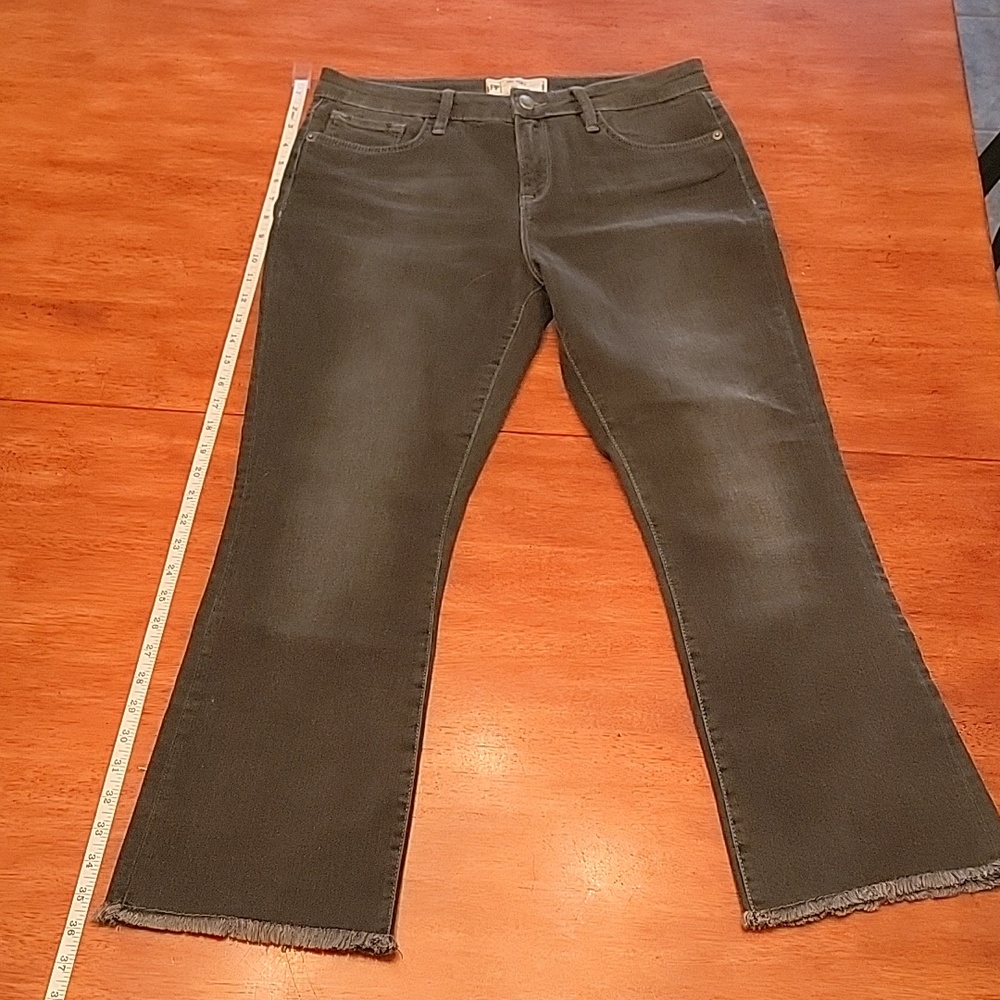 Free People sz W30 fringe ankle crop washed black jeans.